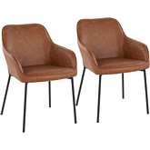 Daniella Dining Chair in Camel Leatherette & Black Steel (Set of 2)